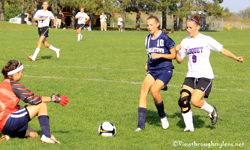 girls with tie.  Cloquet girls soccer team, in a 3-3 overtime tie vs the Hermantown Hawks 