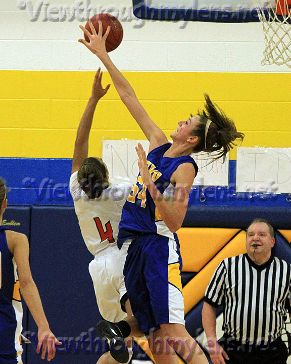 Savanna Trapp blocks a shot by Maranatha Academy’s Madison Lee.